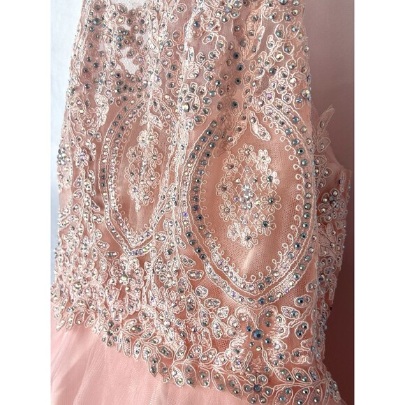 Fiesta Fashion Prom Small Peach Sequence‎ Knee High Sleeveless Flare Dress - Picture 7 of 9